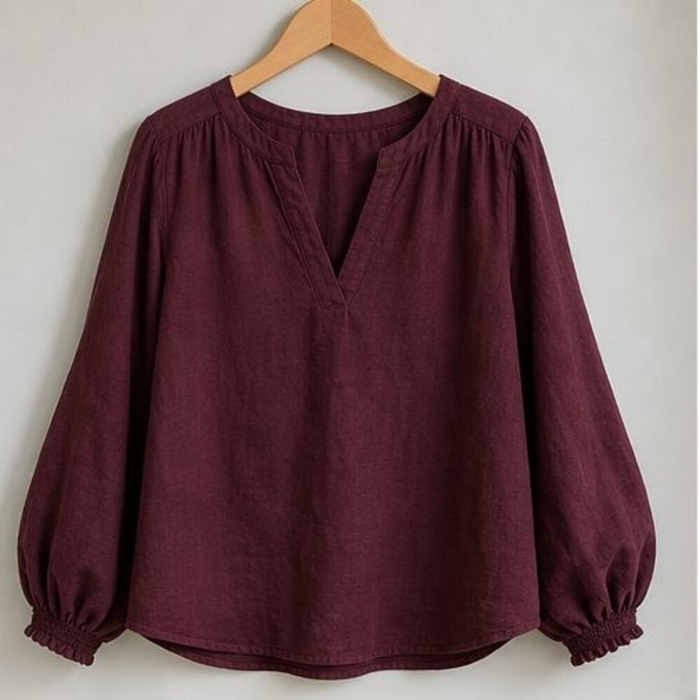 Burgundy Ruffle Blouse